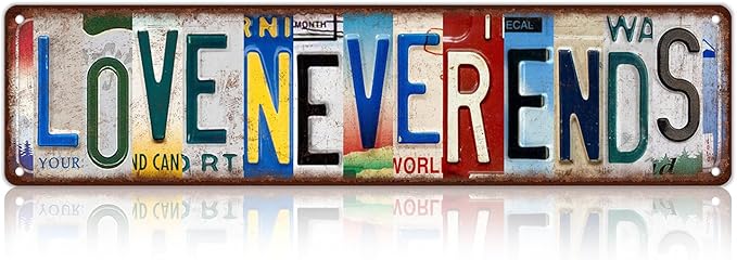 Vintage Love Never Ends Street Sign Wall Decor Metal Tin Signs for Bar Home Bedroom Garage