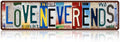 Vintage Love Never Ends Street Sign Wall Decor Metal Tin Signs for Bar Home Bedroom Garage