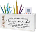 Before You Leave This Home Pen Pencil Holder, Inspirational Gifts for Women, Rustic Flower Motivational Pencil Pen Holder Organizer for Home Office Desk Accessories