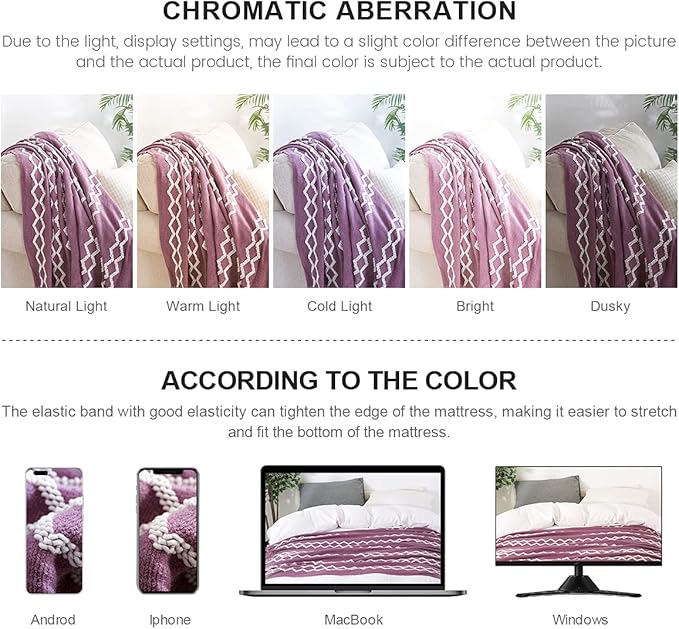 BOURINA Fluffy Chenille Knitted Fringe Throw Blanket Lightweight Soft Cozy for Bed Sofa Chair Throw Blankets, Deep Purple 60"x80"