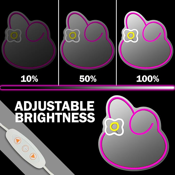 Anime Melody Mirror Neon Sign Dimmable Led Neon Mirror Sign for Dresser Room Decor Anime Wall Neon Light Up Acrylic Bedroom Wall Locker Room Living Room