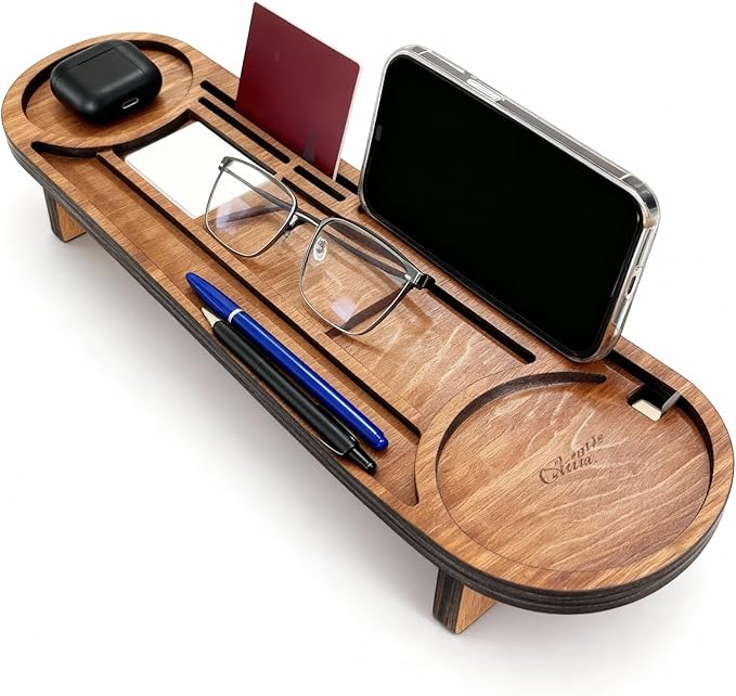 Ships Next Day, Personalized Wood Desk Organizer, Custom Phone & Tablet Stand, Engraved Wood Office Accessory, Custom Docking Station, Custom Organizer Gift