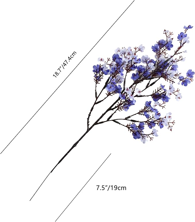 Mandy's Shades of Blue Artificial Baby’s Breath Flowers 6 Bundles Silk Gypsophila, 18.5 Inch European Style Modern Home Decor Centerpiece, Neutral Wedding Flower Arrangements