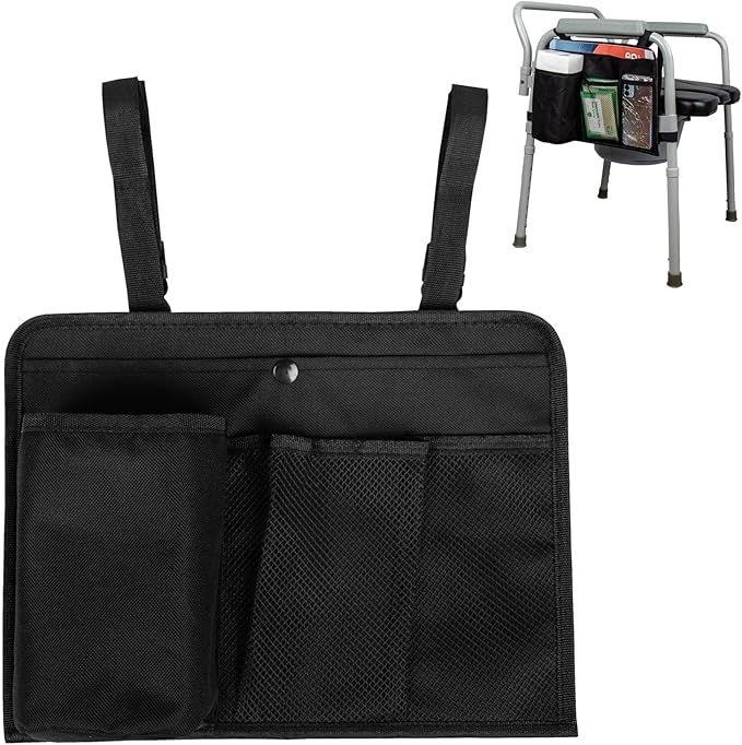 Bedside Commode Chair Hanging Bag Organizer Pouch - Hanging Storage Bag for Toilet Paper, Wipes Tissues,Mobile Phones Fits Mobility Toilet Chairs,Chairs Caddy Portable Toilet Chair Accessories