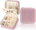 Plush Velvet Travel Jewelry Case Small Jewelry Box Jewelry Organizer Storage Case Portable Jewelry Travel Case for Girls Womens Earring, Necklace, Rings,Bracelets with Mirror