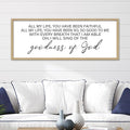 YWMZYKJGS Goodness of God Wall Decor 40"×15" Bible Verse Sign Christian Catholic Scripture Jesus Christ Prayer Large Home Office Wood Framed Wall Hanging Art (Wood)