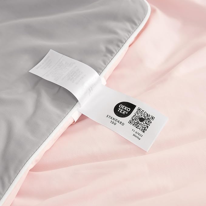 Cozy Bliss Cooling Comforter Twin Size, Cooling Blankets for Hot Sleepers and Night Sweats, Pink Gray Summer Comforter for Twin Size Bed, Breathable Soft Lightweight Silk Smooth