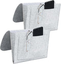 Felt Bedside Caddy,Bed Side Pocket Storage Organizer Bag with 5 Pockets and Charging Hole for Home Bedroom, Living Room (2PCS/Grey)