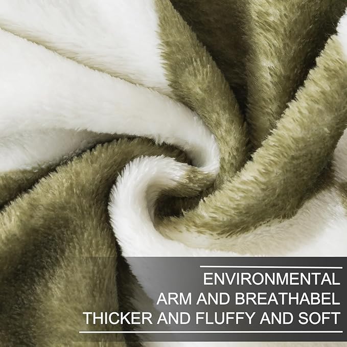 Richave Checkered Twin Size Blanket,Premium Lightweight Anti-Static 66x90 Inches Sage Green Throw Blankets for Twin/Twin XL Extra Long Bed,Couch, Sofa, Chair, Camping, Picnic,Sage Green