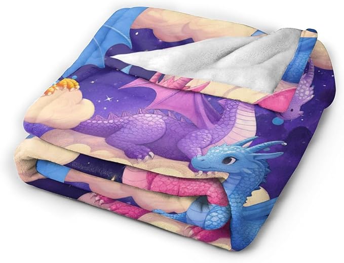 Dragon Throw Blanket - Soft Plush Fleece Bedding Blankets- Cozy Funny Dragon Stuff Gifts for Girls Boys Kids Women 60"X80"