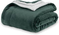 Berkshire Blanket-Sherpa Throw Blanket, Warm and Soft Loftmink Reversible Throw for Couch, Sofa and Travel, Smoke Pine, 50 in x 60 in