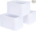 MINTWOOD Design 3-Pack Decorative Woven Storage Baskets for Shelves, Cube Bin Box for Organizing Books, Shoes, Dog Toys, Pantry Closet and Living Room Organizer, Full White