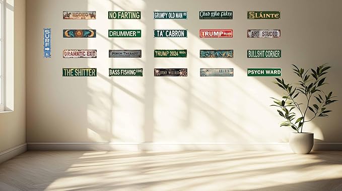Vintage Metal Dramatic Exit Tin Sign 4x16 In Rustic Wall Art Farmhouse Decor for Home Porch Bedroom & Outdoor Spaces Bedroom Accent Theatrical Theme Decor