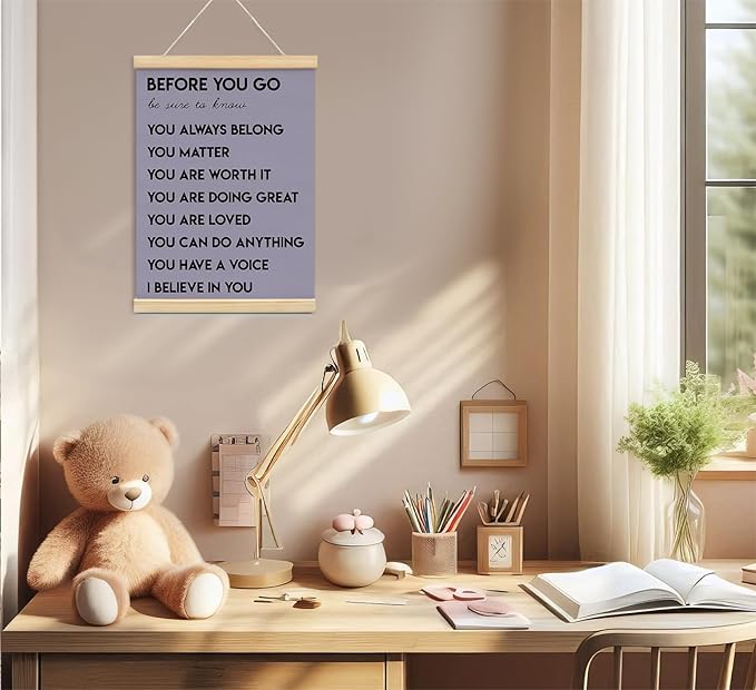 Mental Health Positive Affirmations Inspirational Wall Art Decor, Therapist Nurse Office Signs Wall Art Decor For Office Kids Teen Girls Room Bedroom Playroom Wall Decor Wood Posters Framed（purple）