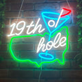 Golf Neon Sign for Wall Decor, Dimmable LED Golf Wall Lamp with 19th Hole Letter Sign, Light Up Sign for Man Cave, Bedroom, Office, Gym, Club, Party, Bar, Park, Birthday Gifts, 15 x 13 in