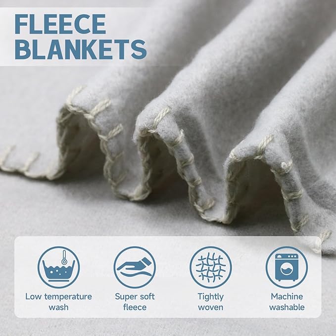 12PCS Fleece Throw Blankets Bulk 60 x 50 in Soft Blankets Fabric Warm Lightweight Wool Blanket Cozy Coverlet for Beds Sofas Home Wedding Season and Valentine's Day(Beige + Light Gray)
