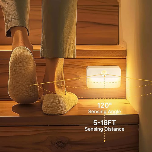 3 Pack Motion Sensor Stair Light for Indoor, Battery Operated Closet Lights, Wireless Stick on Anywhere Hallway Lamp, Portable Led Night Lamps for Bedroom Under Cabinet Kitchen