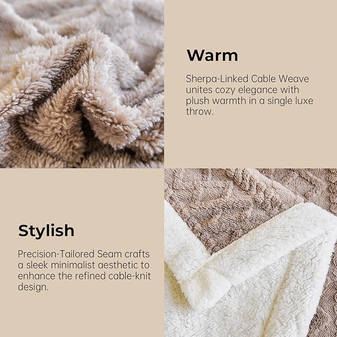 Sherpa Blanket for Bed Full Size - Fleece Soft Cozy Fuzzy Blankets Thick Warm for Winter and All Seasons (Brown, Full(80"x90"))