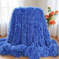 Plush Super Soft Blanket Bedding Sofa Cover Furry Fuzzy Fur Warm Throw Qulit Cozy Couch Blanket for Winter (51x63 Inches,Royal Blue)