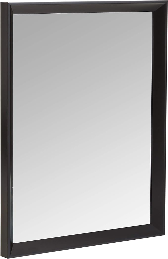 Amazon Basics Rectangular Wall Mount Mirror With Peaked Trim for Bedroom, Living Room, Entryway, Hangs Horizontally or Vertically, 16 x 20 inch, Black