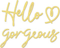 Bnesi Hello Gorgeous Heart Sign Wall Decor Gold Office Decor Modern Hello Gorgeous Elegant Metal Wall Art Decor for Bathroom, Bedroom, Lash room (Gold, Medium)