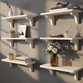 Willowy Real Wood White Bedroom Shelves - 17 inch (6 Pack) - Easy to Install, Template and Video Included - Shelves for Wall, Estantes para Cuartos, White Shelf, Long Wall Shelf