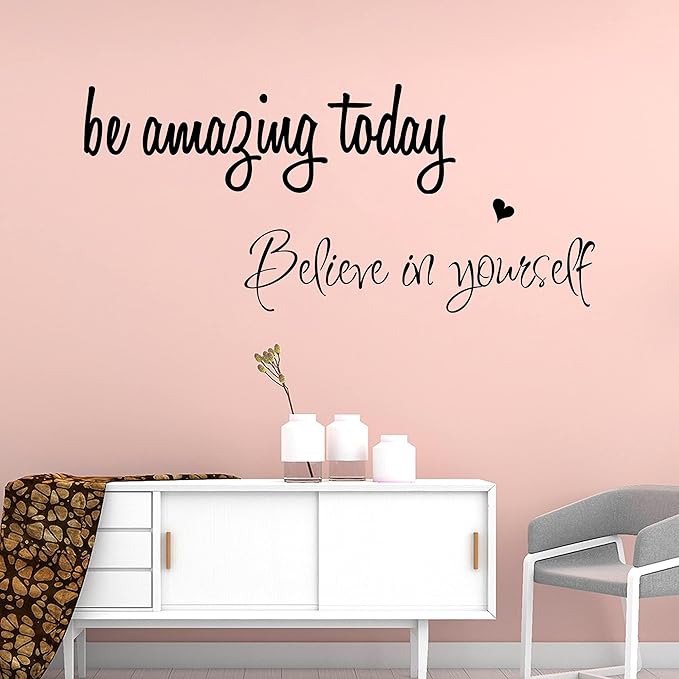 Sinekong Large Inspirational Quote Wall Decals, Removable Positive Saying Lettering Stickers, Motivational Word Decal Peel and Stick for Classroom Home Living Room Bedroom Office DIY Art Decor