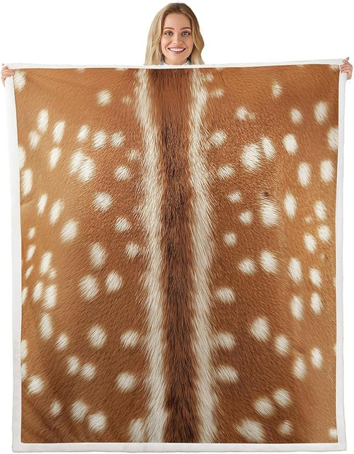 (Not Real Fur) Deer Hunting Fleece Blanket Queen 90"X90",Orange Brown Deer Hide Pattern Throw Sherpa Blanket Simulated Animal Fur Printed,Soft Lightweight Blankets for Bed Couch,Photograph Style