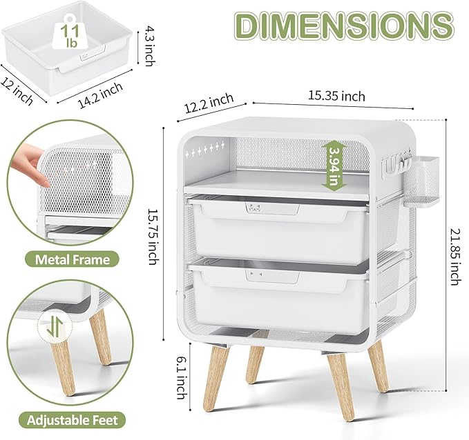 Kids Nightstand,White Night Stand,White Side Table,Bedside Table,Cute End Table with Storage Drawer for Girls boy