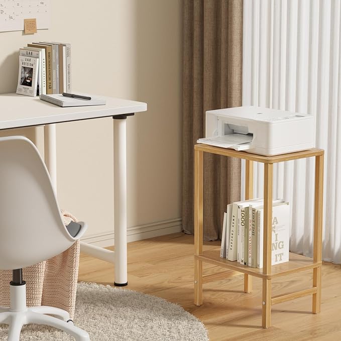 Side Table End Table Tall Night Stand 2-Tier 2 Pack for Living Room Bedroom Bathroom Office Furniture Natural