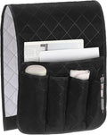 uxcell 1 Pcs Recliner Armchair Caddy, Couch Armrest Organizer with 5 Pockets for Bedside Sofa Remote Control Holders Magazine Phone Book Glasses (Black, 35"x13")