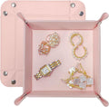 UnionBasic Valet Tray, Jewelry Tray for Rings Earrings, Entryway Catchall Caddy for Coins Keys Change, Nightstand Organizer Bedside Valet Holder, Trays for Electronic Gadgets, Lychee Pearl Blush