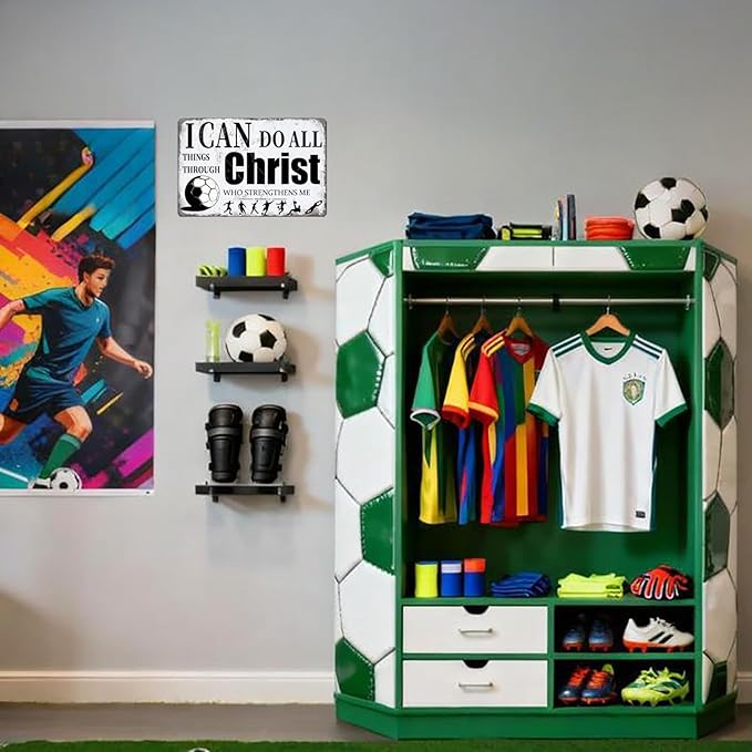 Soccer Room Bedroom Decor, Vintage Metal Soccer Signs