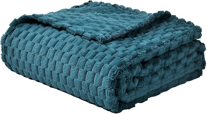 FY FIBER HOUSE Fleece Throw Blanket for Couch 300GMS Super Soft Plush Fuzzy Blankets and Throws for Sofa Bed Office, 40x50 Inches, Storm Blue