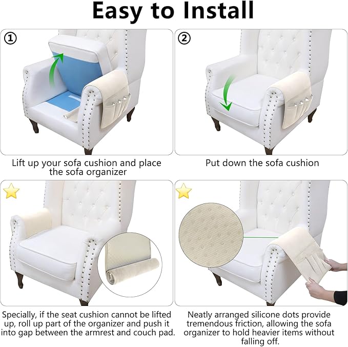 Couch Organizer Remote Control Holder Armchair Caddy, Anti Slip Corduroy Tv Remote Holder Couch Caddy with 5 Pockets for Storage Couch Accessories Bedside Organizer Senior Citizen Gifts