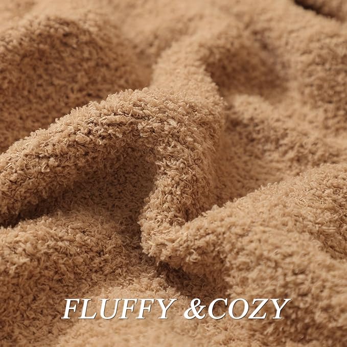bearberry Super Soft Fluffy Throw Blanket Lightweight Cozy Warm Throw Blankets for Couch Bed Sofa All Season (Camel, 53”x71”)
