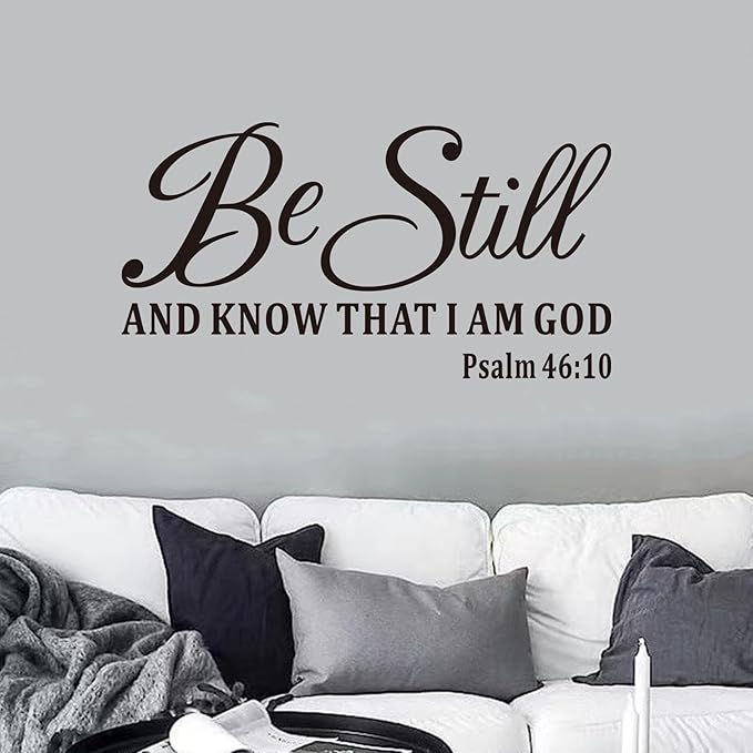 Christian Wall Decals for Living Room: Bible Verse Quotes Inspirational Positive Vinyl Art Wall Stickers for Bedroom Wall Decor - Be Still and Know That I am God 28.6" X 15"