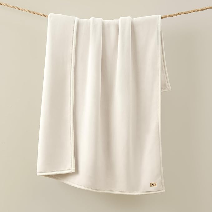 UGG Coco Plush Fleece Throw Blanket – Soft & Cozy Blanket for Couch, Bed & Sofa, Perfect for Home Decor, House Warming Gifts or Luxurious Birthday Gifts for Women, 50" x 70", White Snow
