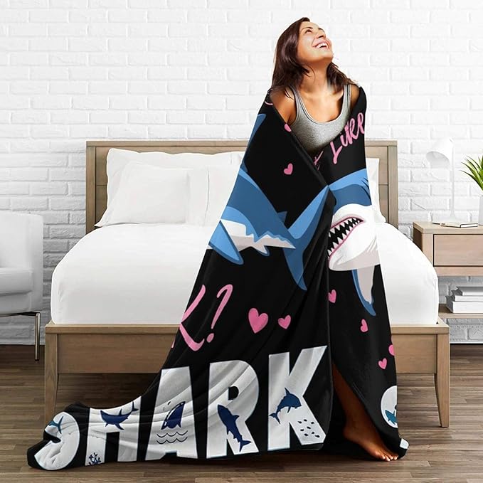 Shark Throw Blanket - Soft Plush Fleece Ocean Blankets- Cozy Shark Stuff Gifts for Women Girls Kids 40"X50"