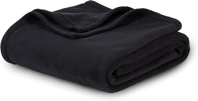 Berkshire Blanket Microfleece Queen Size Bed Blanket Black,Lightweight Soft Breathable Plush Micro Fleece Blanket for Bed Couch Sofa,90x90 Inches
