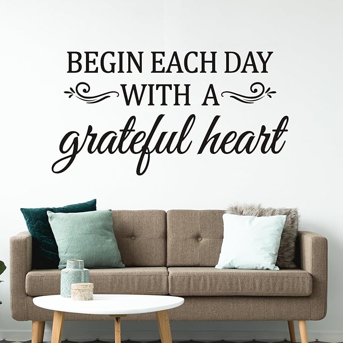 Inspirational Home Quotes Wall Decals: Family Vinyl Art Wall Stickers for Living Room Kitchen - Begin Each Day 36.2" X 19"