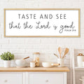 Oh Taste And See That The Lord Is Good Wall Decor 32"×12" Psalm 34:8 Bible Verse Scripture Sign Large Christian Dining Room Wall Hanging Art (Wood)