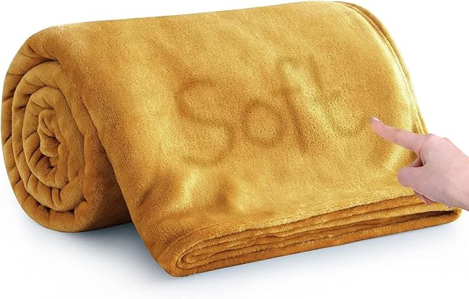 IR Imperial Rooms Fleece Blanket King Size – Soft 400 GSM Plush Microfiber Mustrad King Size Blanket, Warm Lightweight King Blanket for The Bed, 108x90 Inches, Yellow