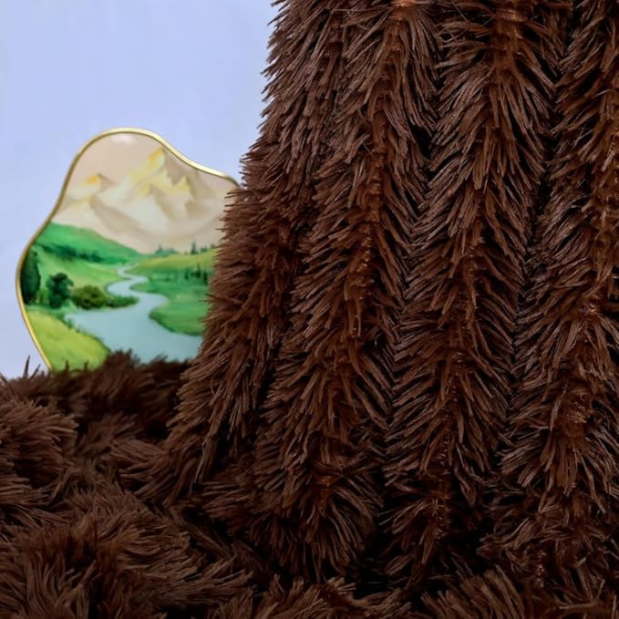 Ultra-Soft Plush Blanket - Cozy Furry Throw for Bed, Sofa, or Couch - Warm & Fuzzy Fur-Like Texture - Perfect for Snuggling - 63x79 Inches - Rich Brown Color