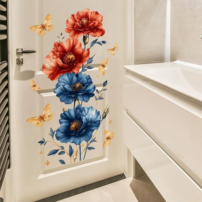 TUOKING Flowers Wall Stickers Decor,Removable Wall Murals Peel and Stick Modern Wall Art Decal Home Decor for Kitchen,Bedroom,Living Room(h27)
