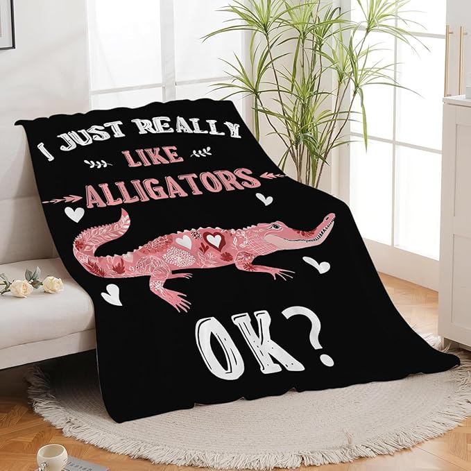 Crocodile Blanket for Girls Women Boys Men Adults Kids Soft Cozy Fleece Reptiles Alligator Throw Blankets Gifts Warm Flannel Plush Lightweight Decor for Couch Bed Sofa 50"X40"