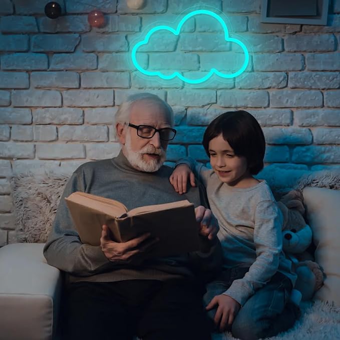 Cloud Neon Sign Cute Blue Clouds LED Light Sign for Wall,13 * 7.9in Dimmable USB Floating Clouds Light Up Sign for Living Room Kid Bedroom Nursery Birthday Christmas Wedding Party decor