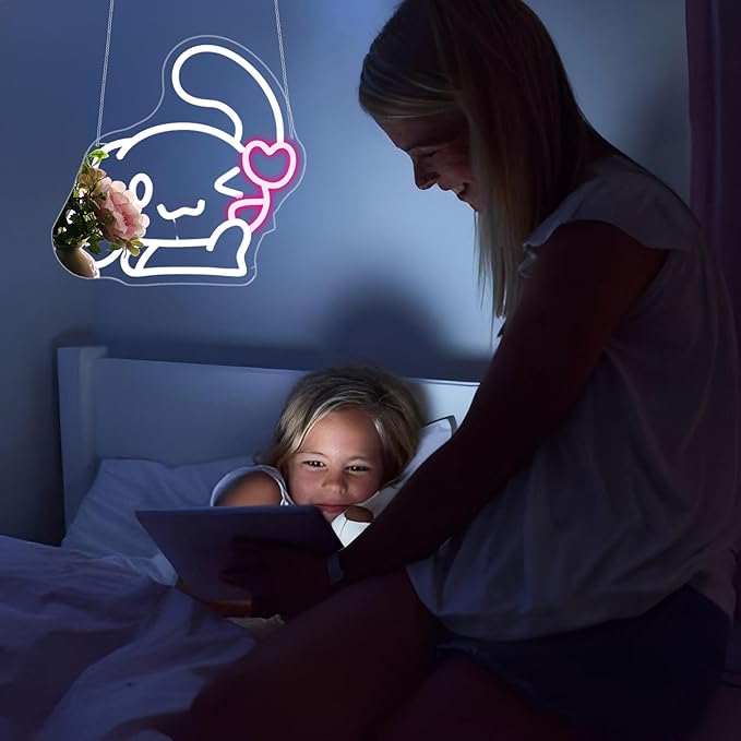 Neon Sign, FPLL Cute Neon Signs for Wall Decor White LED Signs for Bedroom, Game Room, Home Decor - Light up Sign USB Powered