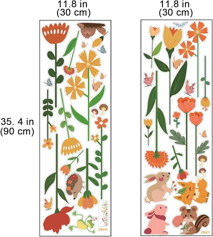 Color Flowers Girls Room Wall Stickers Large,Girl Bedroom Wall Decals,Nursery Daycare Preschool Playroom Decals Peel and Stick Removable,Cute Wall Decors for Baby,Girls,Toddlers.