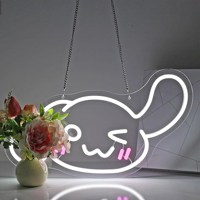 Neon Sign, FPLL Neon Signs for Wall Decor Cute Dog White LED Sign for Man Cave Game Room Home Decor Bar Beer Light up Signs - USB Powered